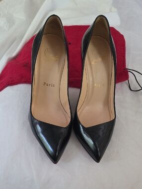 Christian Louboutin Black Patent Pointed-Toe Stiletto Pumps